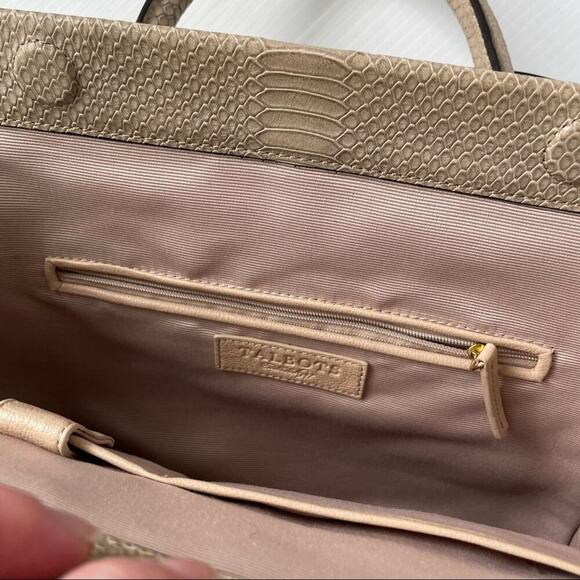 Talbots leather satchel purse magnetic closure w/ embossed snakeskin pattern - Picture 12 of 15